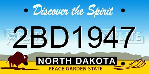 2BD1947 North Dakota License Plate