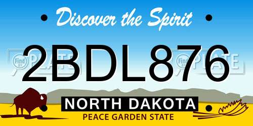 2BDL876 North Dakota License Plate