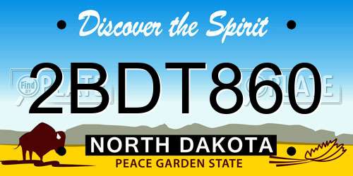 2BDT860 North Dakota License Plate