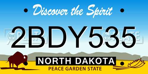 2BDY535 North Dakota License Plate