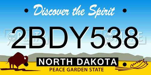 2BDY538 North Dakota License Plate