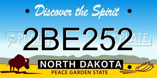 2BE252 North Dakota License Plate