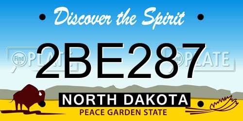 2BE287 North Dakota License Plate
