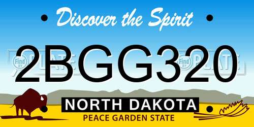 2BGG320 North Dakota License Plate