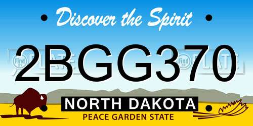 2BGG370 North Dakota License Plate