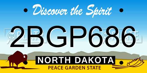 2BGP686 North Dakota License Plate
