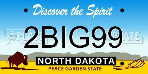 2BIG99 North Dakota License Plate