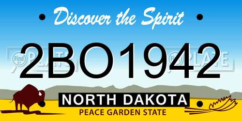 2BO1942 North Dakota License Plate