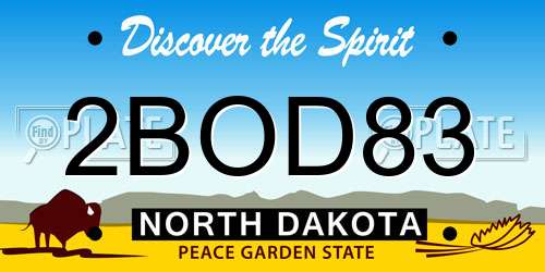 2BOD83 North Dakota License Plate