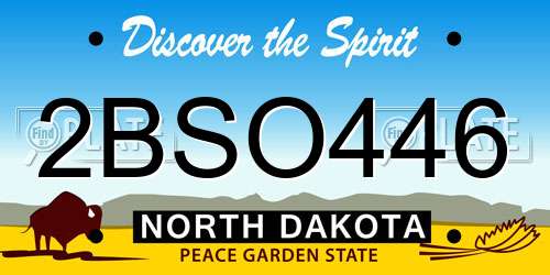 2BSO446 North Dakota License Plate