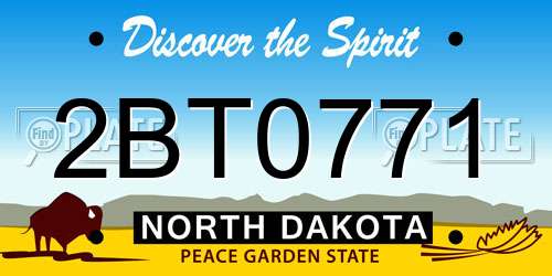 2BT0771 North Dakota License Plate