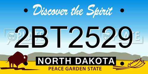 2BT2529 North Dakota License Plate