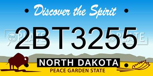 2BT3255 North Dakota License Plate