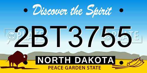 2BT3755 North Dakota License Plate