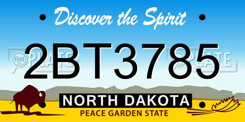 2BT3785 North Dakota License Plate