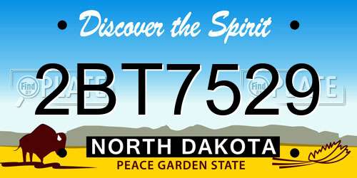 2BT7529 North Dakota License Plate