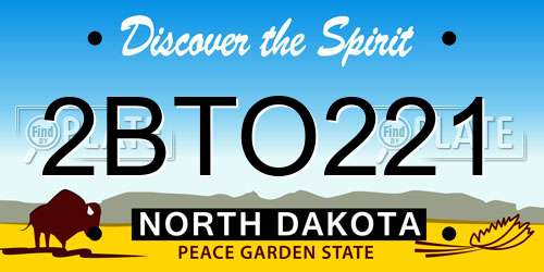 2BTO221 North Dakota License Plate