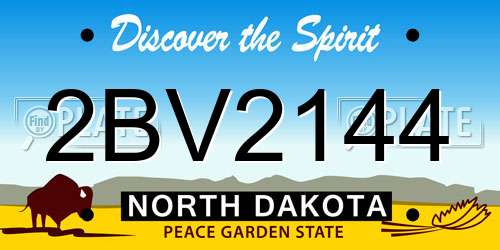 2BV2144 North Dakota License Plate