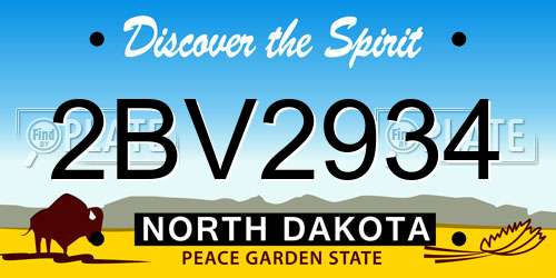 2BV2934 North Dakota License Plate