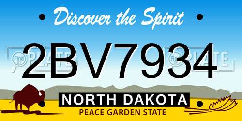 2BV7934 North Dakota License Plate