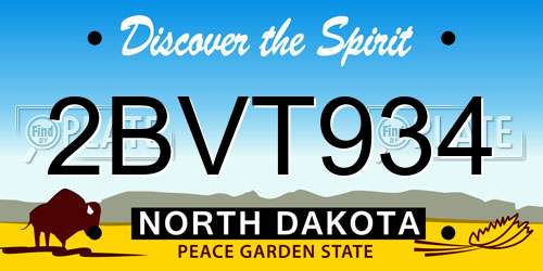 2BVT934 North Dakota License Plate