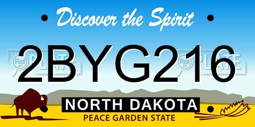 2BYG216 North Dakota License Plate