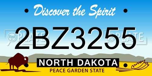 2BZ3255 North Dakota License Plate