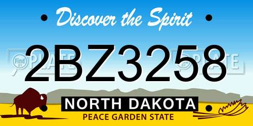 2BZ3258 North Dakota License Plate