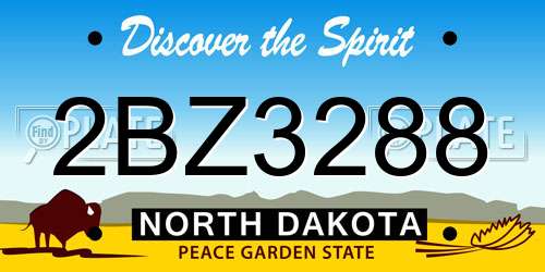 2BZ3288 North Dakota License Plate
