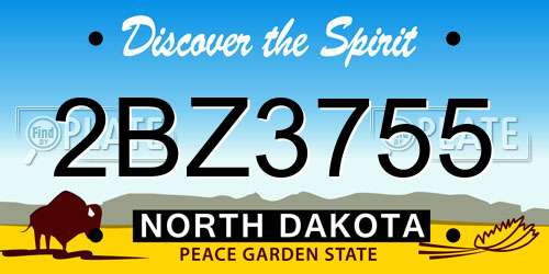 2BZ3755 North Dakota License Plate