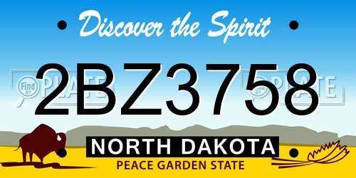 2BZ3758 North Dakota License Plate