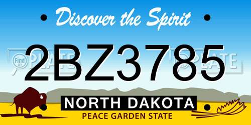 2BZ3785 North Dakota License Plate