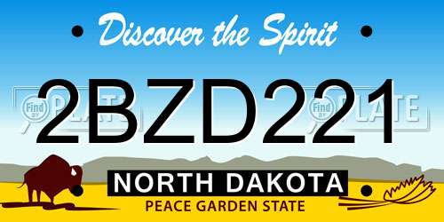 2BZD221 North Dakota License Plate