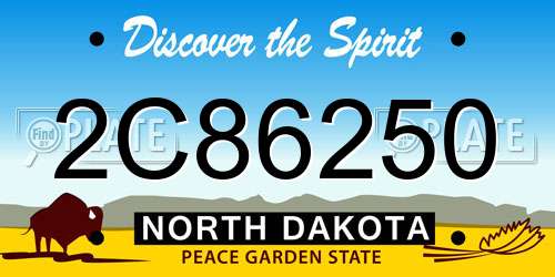 2C86250 North Dakota License Plate