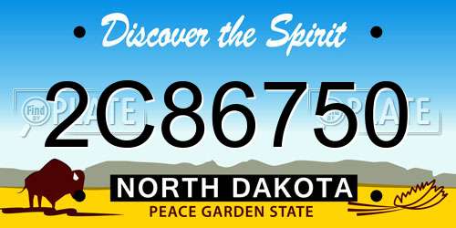2C86750 North Dakota License Plate