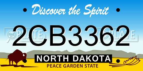 2CB3362 North Dakota License Plate