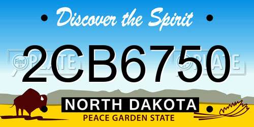 2CB6750 North Dakota License Plate