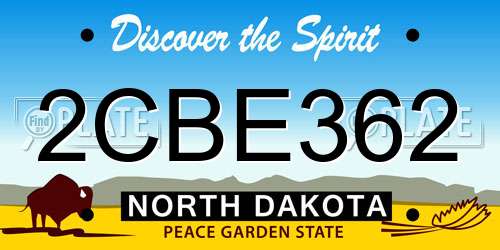 2CBE362 North Dakota License Plate