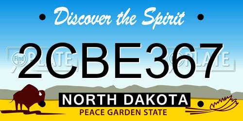 2CBE367 North Dakota License Plate