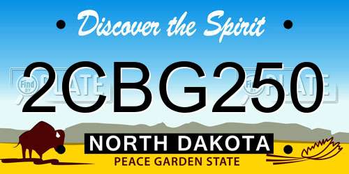2CBG250 North Dakota License Plate