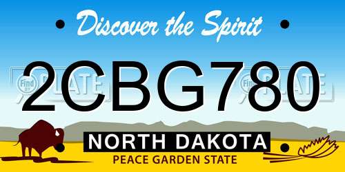 2CBG780 North Dakota License Plate