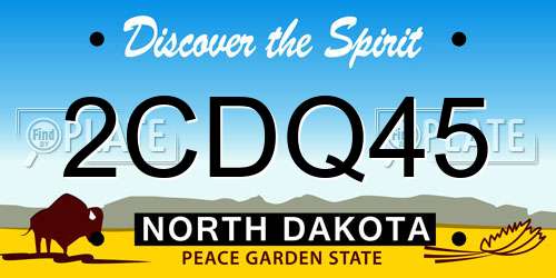 2CDQ45 North Dakota License Plate