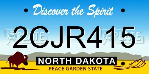 2CJR415 North Dakota License Plate