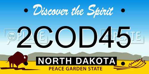 2COD45 North Dakota License Plate