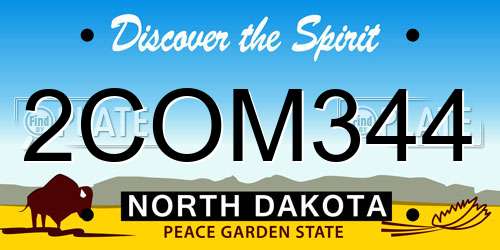 2COM344 North Dakota License Plate
