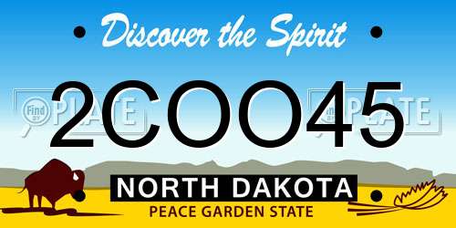 2COO45 North Dakota License Plate