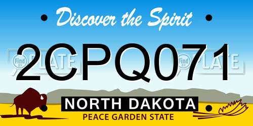 2CPQ071 North Dakota License Plate