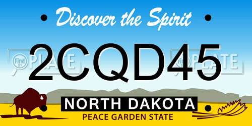 2CQD45 North Dakota License Plate