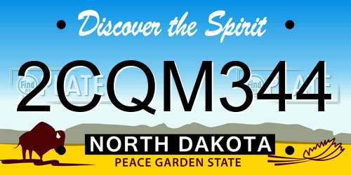 2CQM344 North Dakota License Plate