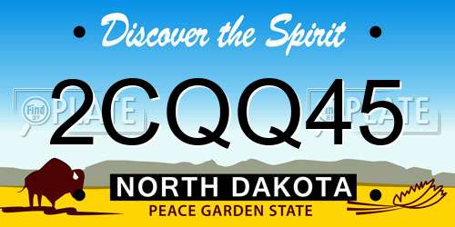2CQQ45 North Dakota License Plate